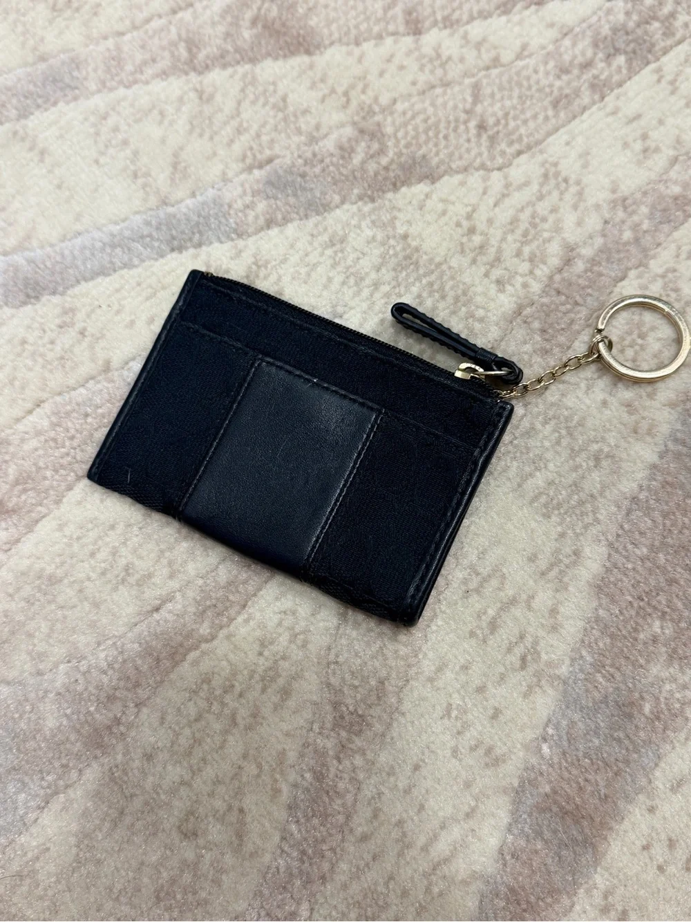VINTAGE COACH Black Keyring Card Holder with Gold Accent